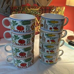 Set of 8 large vintage soup mugs